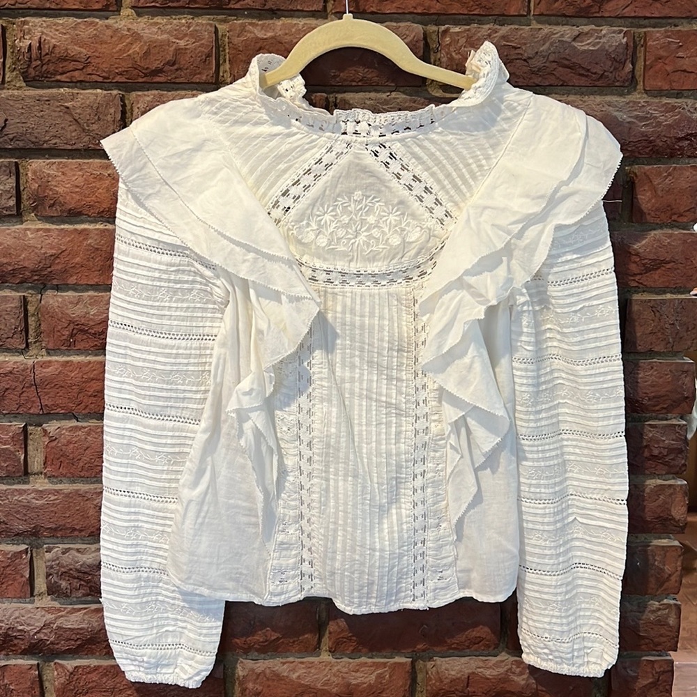 Anthropologie White Lacey Top